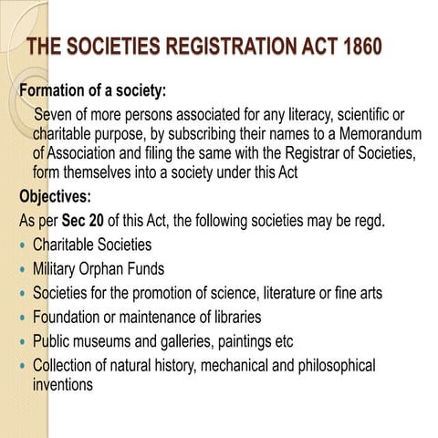 Tamil nadu socities reg act