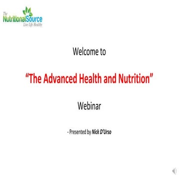 Advanced Health And Nutrition Webinar