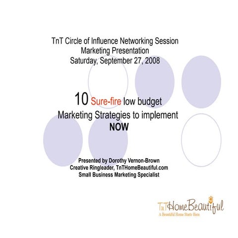 Cheap Marketing Strategies - Tn T Circle Of Influence Networking Session   Se...