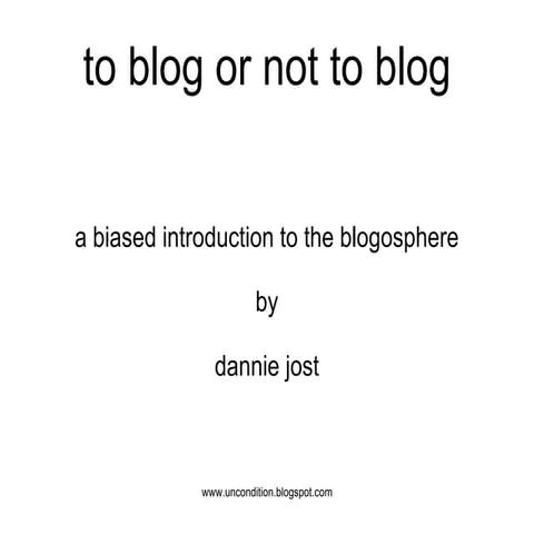 to blog or not to blog