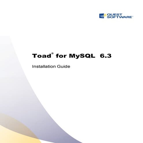 Toad for my sql 6.3 installation guide