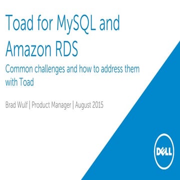 Getting the most out of Amazon RDS investment with Toad for MySQL