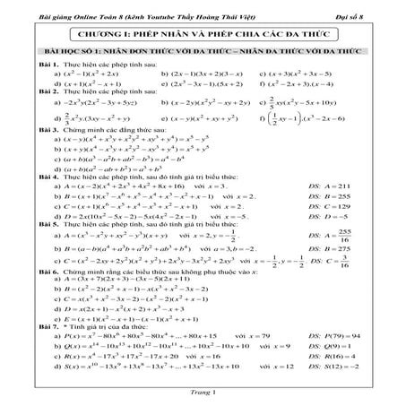 toán 8 chương 1 - học thêm online