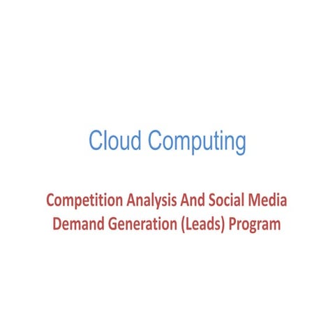To analyze competition and develop social media demand generation (leads) pro...