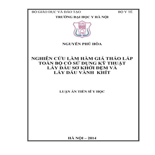 Đề tài: Nghiên cứu làm hàm giả tháo lắp toàn bộ có sử dụng kỹ thuật lấy dấu s...