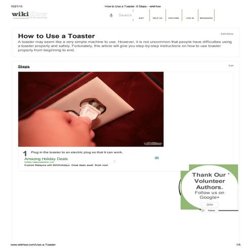 Toaster operation manual | PDF