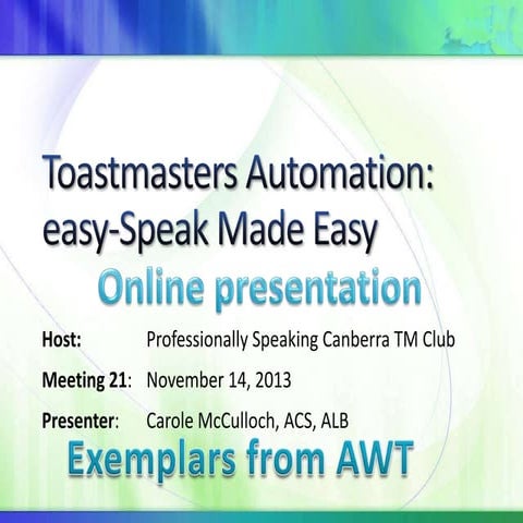 easy-Speak for Toastmasters Made Easy | PPT