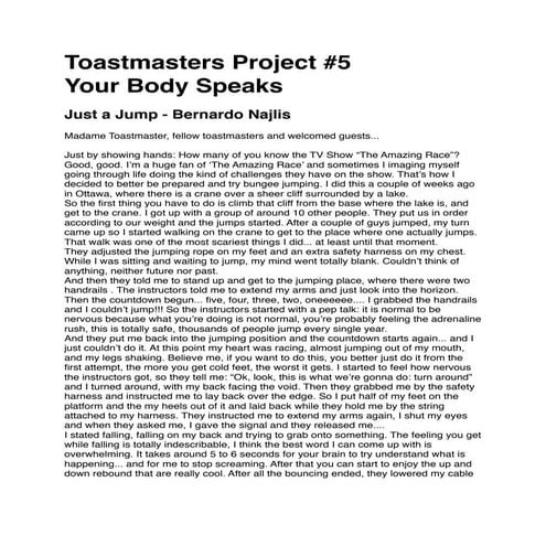Toastmasters project #5  - Just a jump