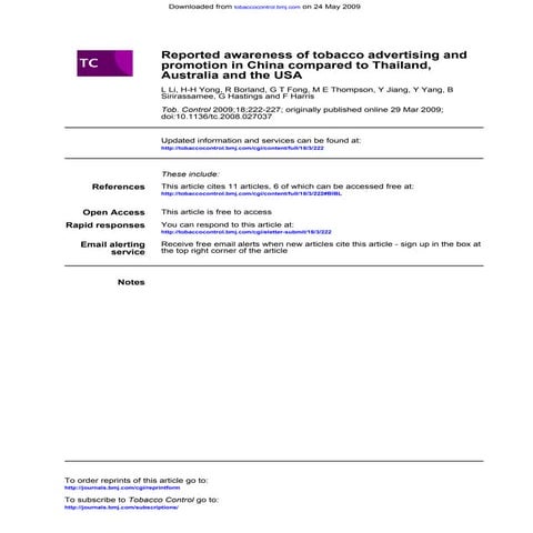 Tobacco advertising in china compared to thailand australia usa