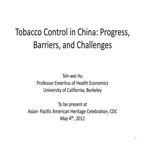 Tobacco control in china   progress barriers and challenges