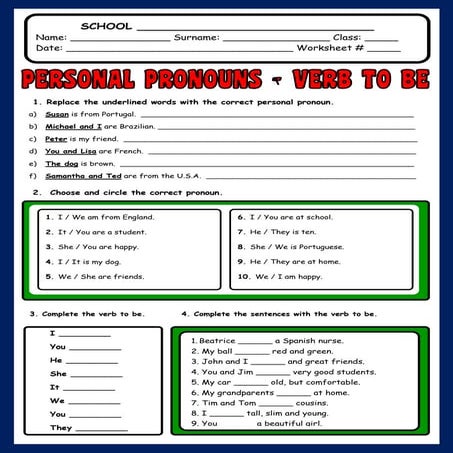 VERB TO BE WORKSHEET