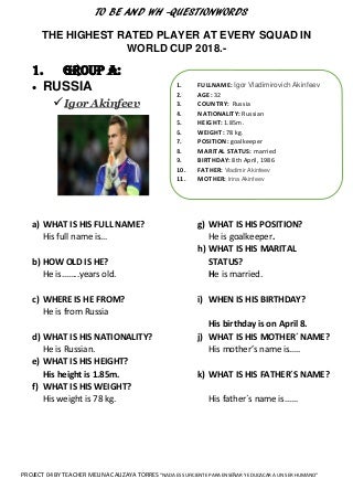 To be and wh question words for elementary