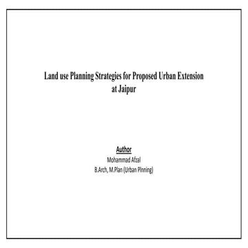 Planning New town/ cities/ Urban Extension