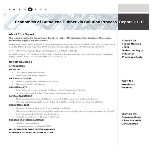 Economics of EPDM Rubber Production Processes | PDF