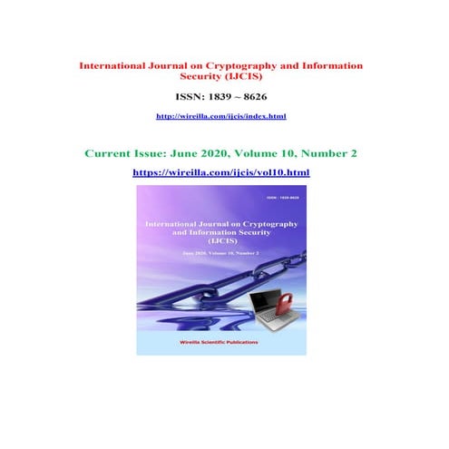 New Research Articles 2020 June Issue International Journal on Cryptography a...