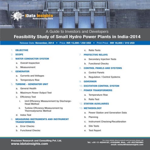 Feasibility Study of Small Hydro Plants in India 2014