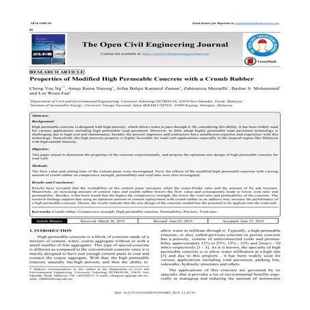 Experimental Study on Modified High Permeable Concrete with Crumb ...