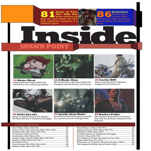 Mock Table of Contents made with InDesign for Gamepro