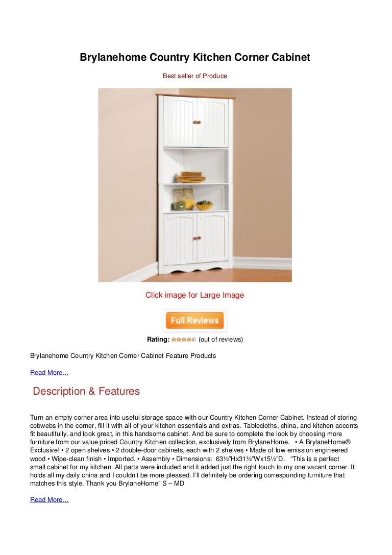 Today Brylanehome Country Kitchen Corner Cabinet