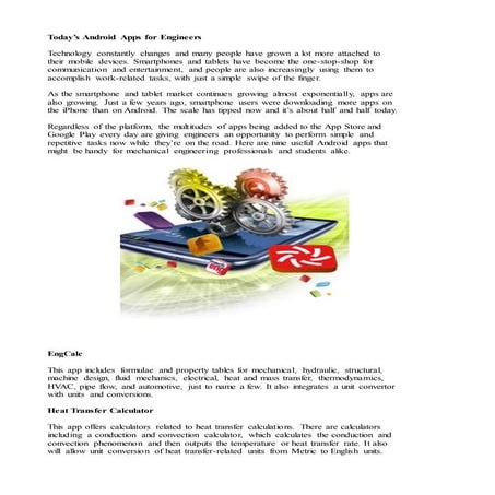 Today’s android apps for engineers