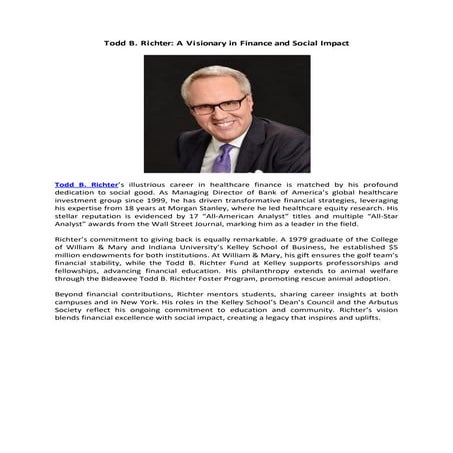 The Remarkable Journey of Indiana University Benefactor, Todd Richter | PDF