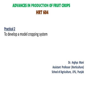 To develop a model cropping system