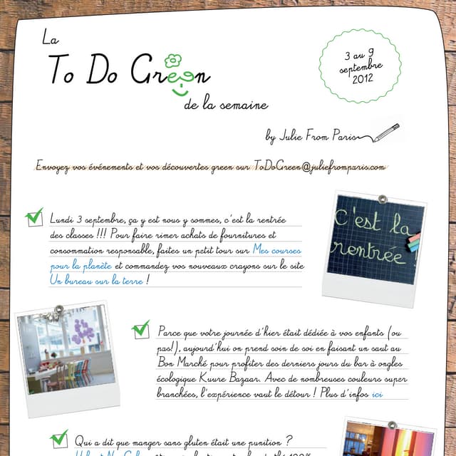 To Do Green 3 au 9 sept 2012