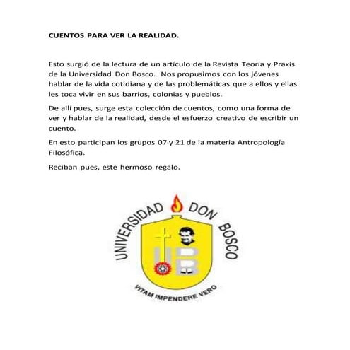 CUENTOS PARA VER LA REALIDAD.