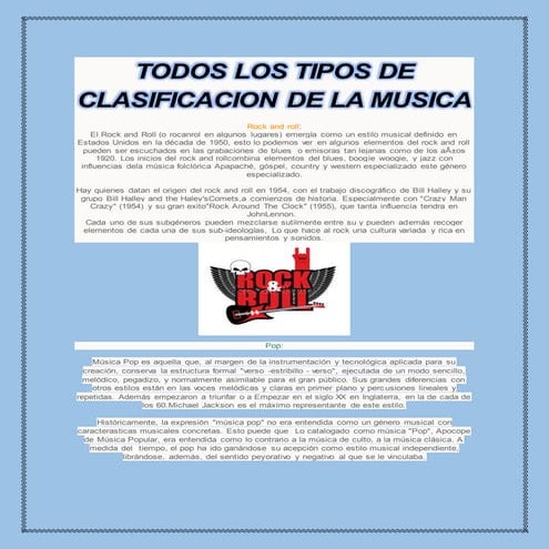 Todos los tipos de clasificacion de la musica
