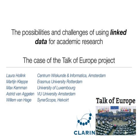 Talk of Europe @ DHBenelux2015