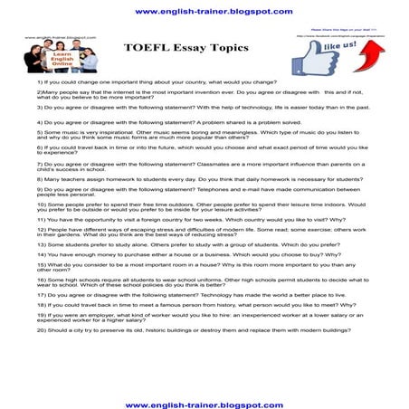 Toefl essay topics