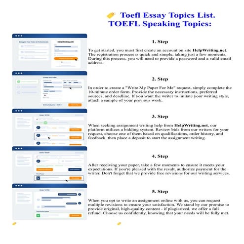 Toefl Essay Topics List. TOEFL Speaking Topics