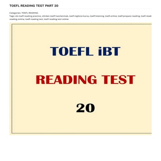 Toefl Reading Test 20 Pdf