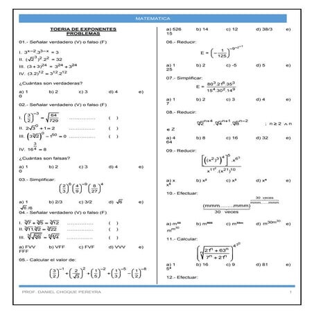 Toeria de exponentes