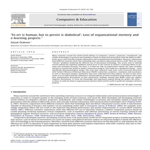 To err is human, but to persist is diabolical  loss of organizational memory ...