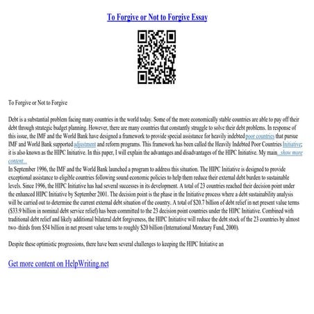 To Forgive Or Not To Forgive Essay