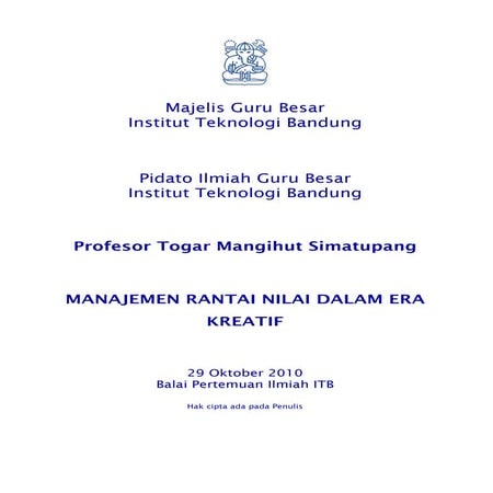 Manajemen Rantai Nilai Dalam Era Kreatif