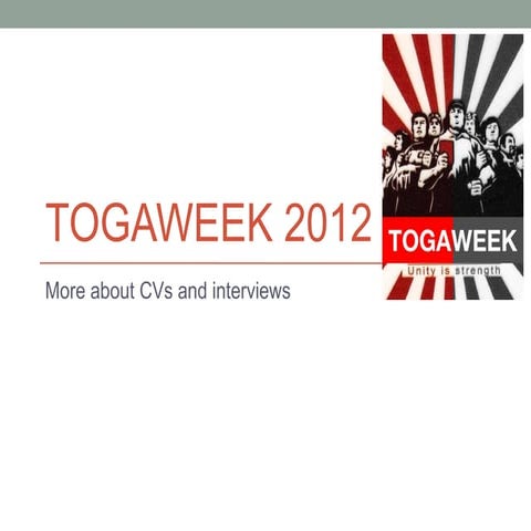 Toga week 2012 cvs interviews