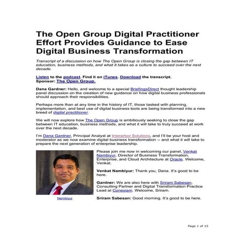 The Open Group Digital Practitioner Effort Provides Guidance to Ease Digital ...