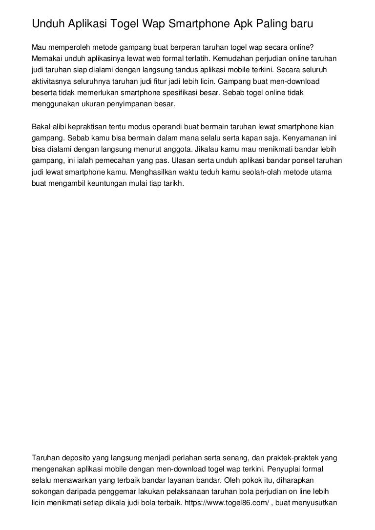 Unduh Aplikasi Togel Wap Smartphone Apk Paling Baru