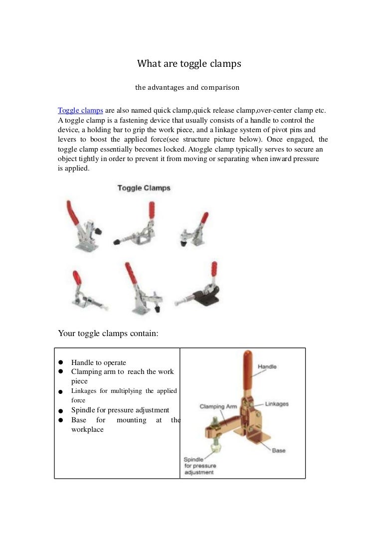 Toggle clamp advantages and comparison sp1