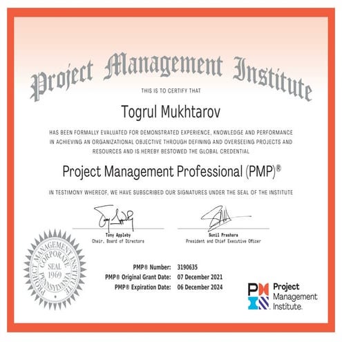 Certificate of Completion: Project management professional (PMP) | PDF