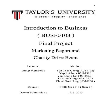 Introduction to business final project (final report) | DOC
