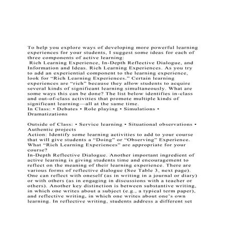 To help you explore ways of developing more powerful learnin.docx