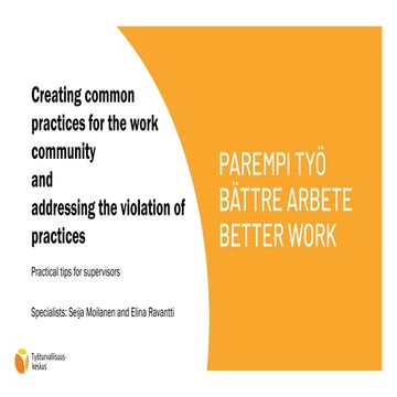 Practical tips for supervisors