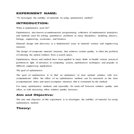 To investigate the stability of materials by using optimization method