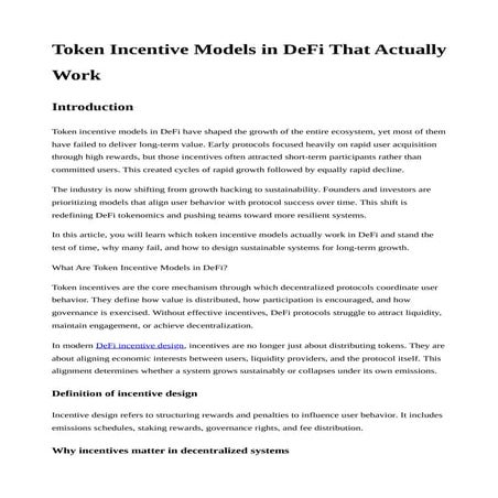 Token Incentive Models in DeFi That Actually Work.pdf