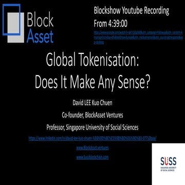 Global Tokenisation: Does It Make Any Sense? by David LEE Kuo Chuen