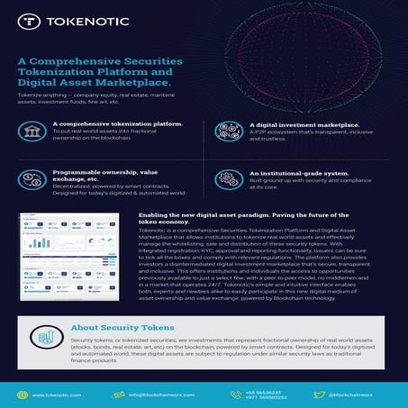 Tokenotic securities tokenization platform flyer