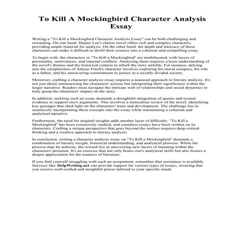 To Kill A Mockingbird Character Analysis Essay.pdf